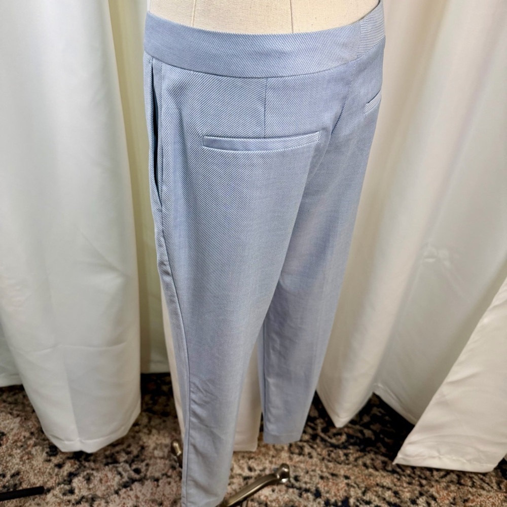 NWT Zara Light Blue Twill Cigarette Slim Leg Cropped Pants Size 4 - Picture 9 of 16